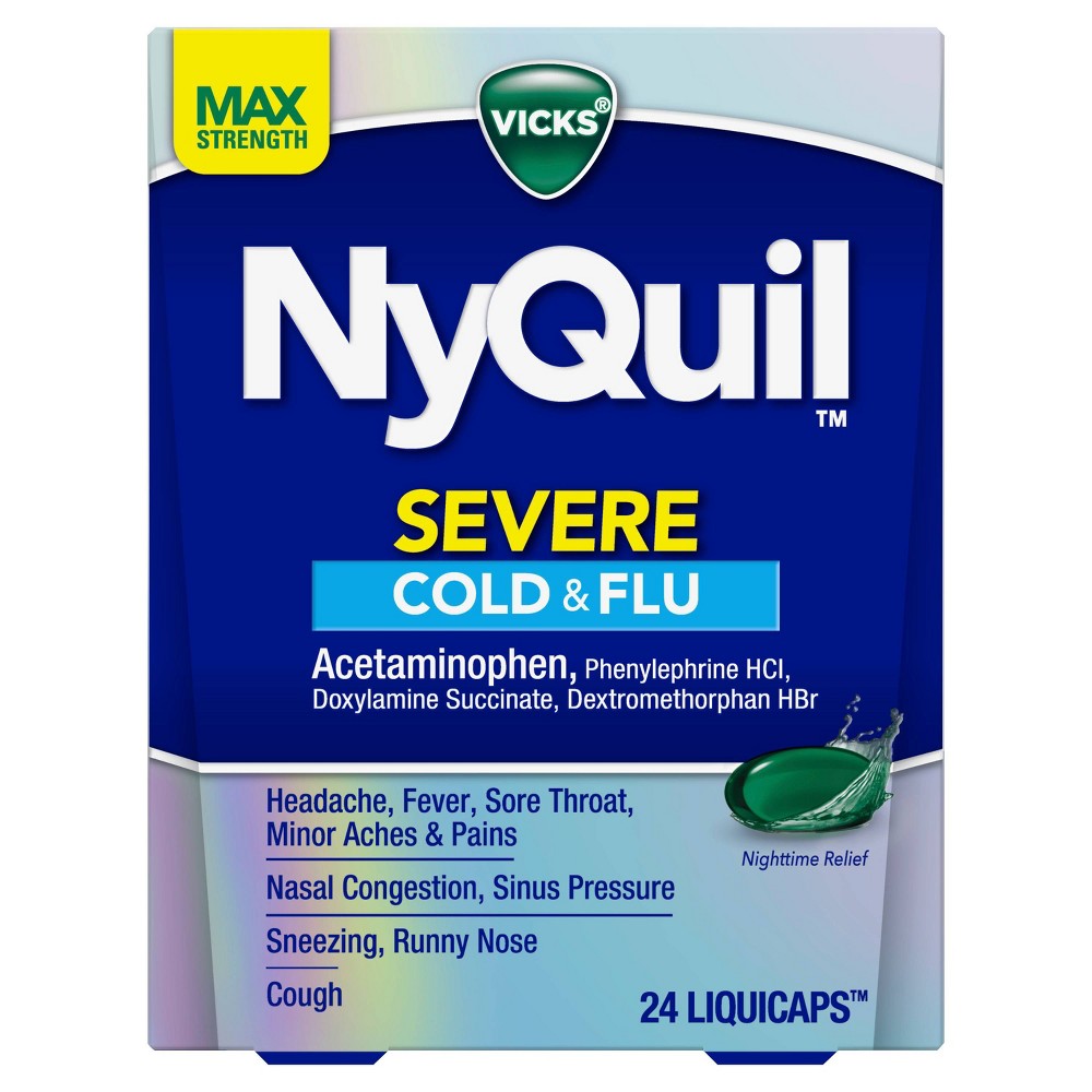 Vicks NyQuil Severe Cold & Flu Medicine Liquicaps - 24ct - Bellso